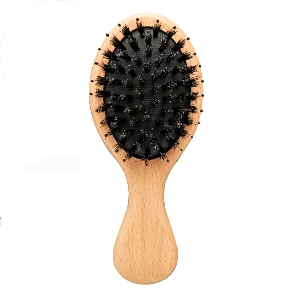 Brosse à cheveux en poils de , outils de manche en bois avec peigne à  rouleau en nylon pour démêler lisser Gros